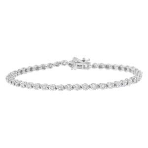 .925 Sterling Silver 1.0 Cttw Bezel-Set Round-cut Diamond Link Bracelet (I-J